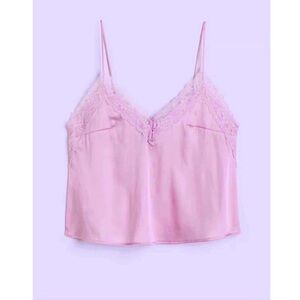 H&M Lilac Pink Satin Cami with Lace Trim